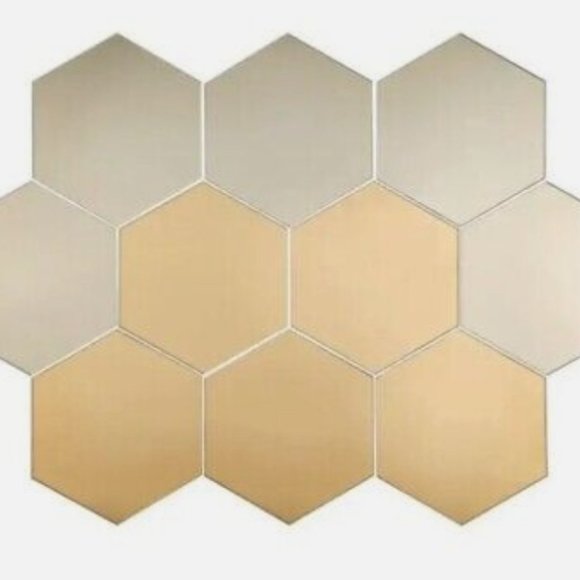 IKEA HONEFOSS Chrome Brass Hexagonal 10 Piece Mirrors 19661 New - Picture 2 of 4